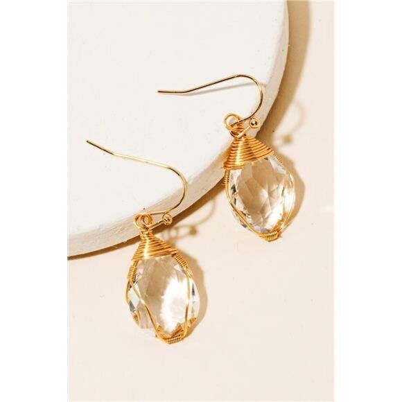 Fame Wire Wrapped Glass Gem Dangle Earrings - Picture 4 of 4